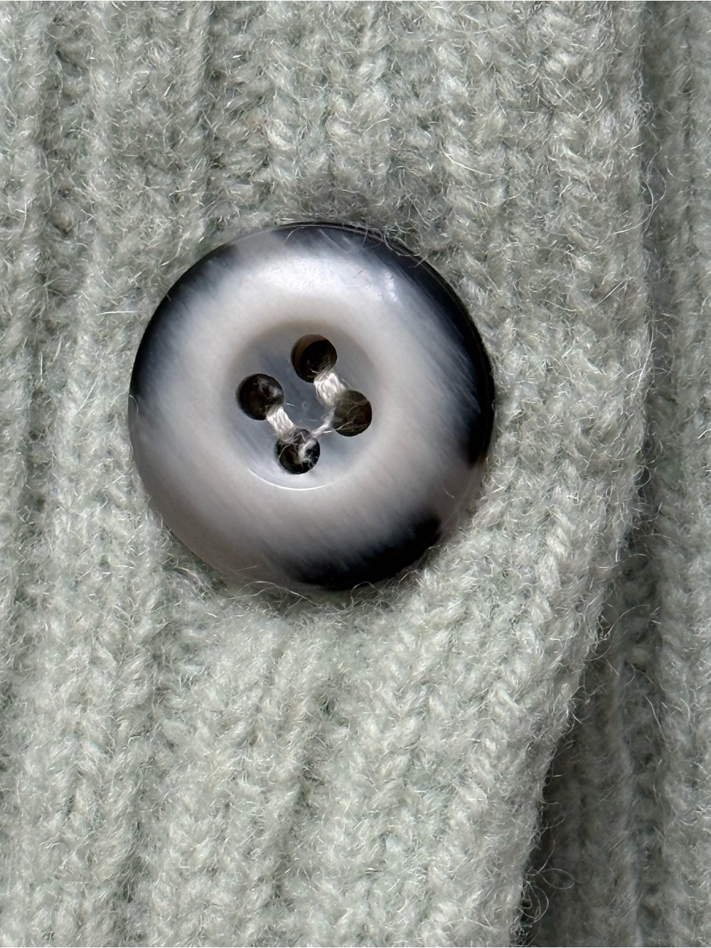 L.L. Bean 100% lambswool Green Ribbed Button-Up Sweater - Picture 7 of 7